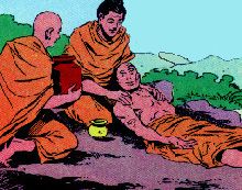 Angulimal being received by Buddha