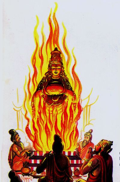 Dasharatha performing Yagna