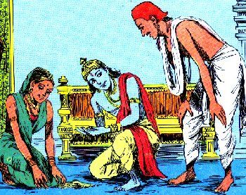 Krishna accepting the rice Powa from Suda